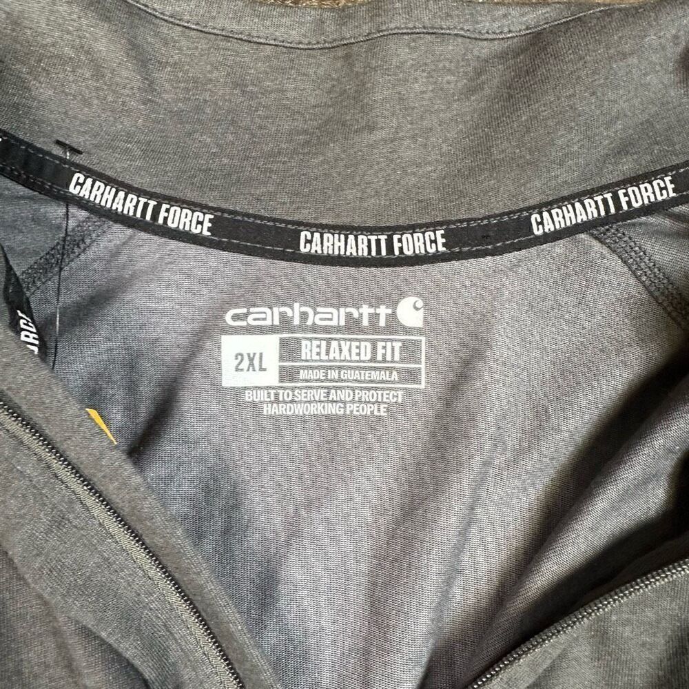 Carhartt Force Men’s Size 2XL Pullover Sweater Grey 1/4 Zip Relaxed Fit NWT - Picture 2 of 6